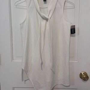 Alfani Cream Sleeveless Blouse with Tie Detail